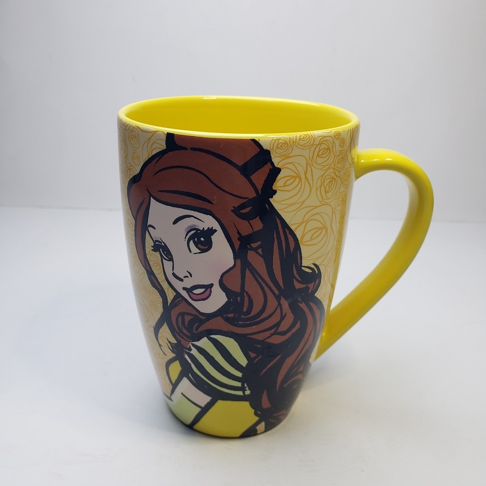Disney Parks Coffee Mug Belle Beauty & The Beast Cup Yellow Mornings Are A Beast
